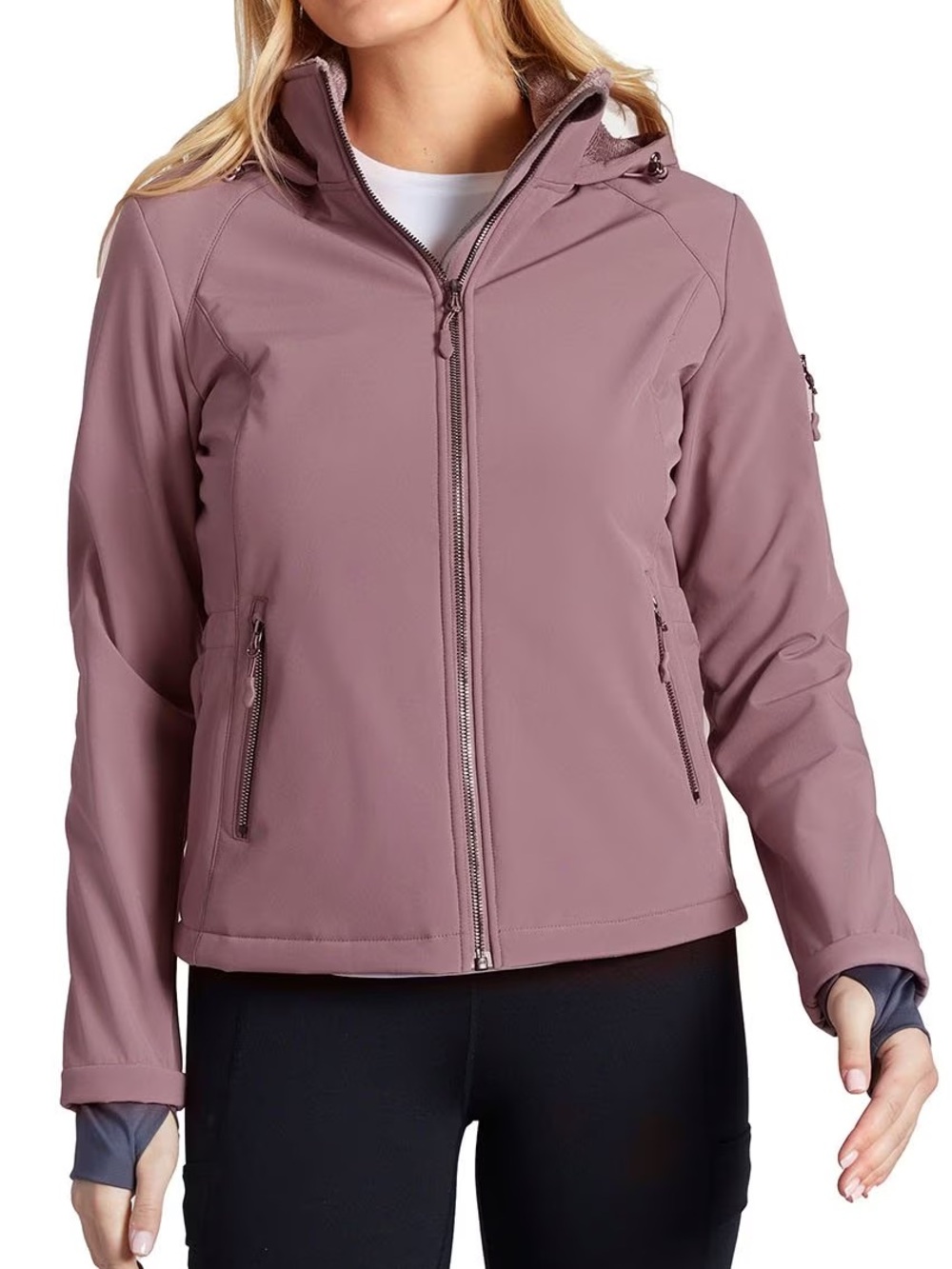 Free Country Softshell Jacket hoodie coat zip up sweater small purple outerwear